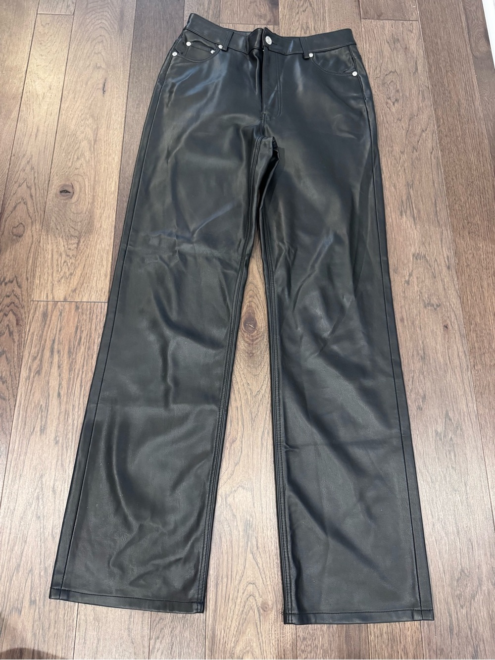 Zara Black Faux Leather straight leg pants